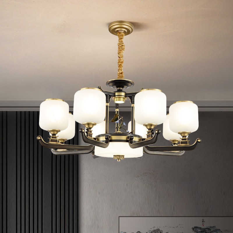 铁艺 陶瓷 玻璃 卧室 书房 客厅 新中式 吊灯T6006