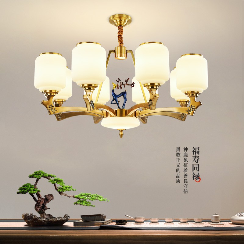 新中式2022年T7011系列吊灯全铜客厅灯简约卧室餐厅灯现代酒店别墅工程中国风灯具