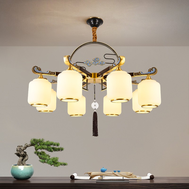 新中式吊灯T7105全铜客厅灯简约客厅卧室餐厅灯现代酒店别墅工程中国