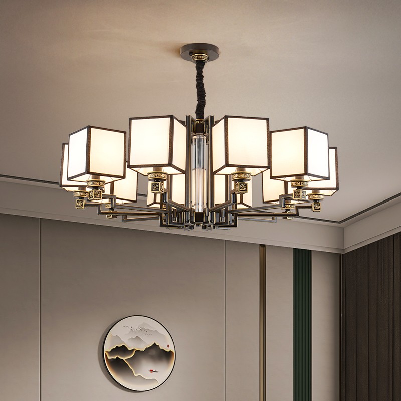 新中式全铜吊灯T7115系列全铜客厅灯简约客厅卧室餐厅灯现代酒店别墅工程中新中式