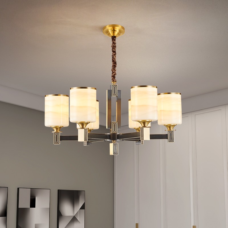 新中式全铜吊灯T6829系列全铜客厅灯简约客厅卧室餐厅灯现代酒店别墅工程中国风灯具