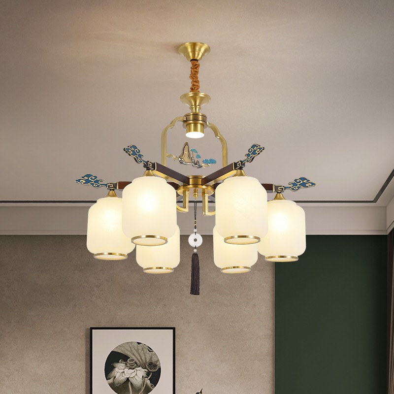 新中式全铜吊灯T7136系列全铜客厅灯简约卧室餐厅灯现代酒店别墅工程中国风灯具