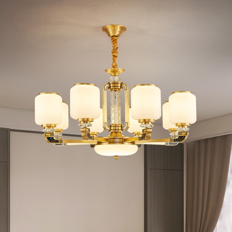 新中式全铜吊灯T6603系列全铜简约客厅卧室餐厅灯现代酒店别墅工程中国风灯具