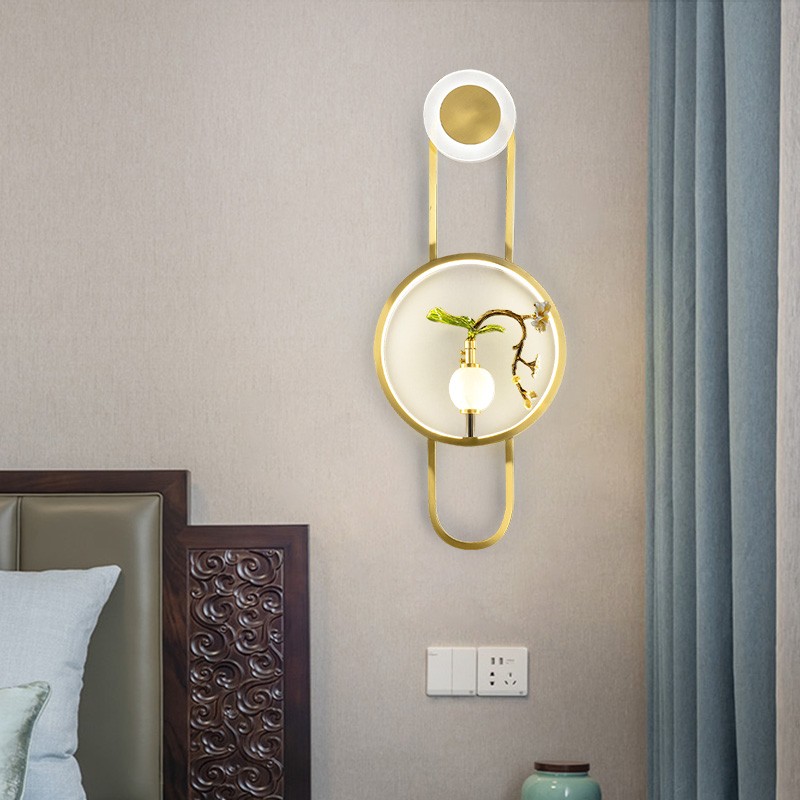 新中式全铜T2300系列简约创意中国风壁灯卧室客厅过道床头灯墙壁壁灯新中式全铜T2290系列简约创意