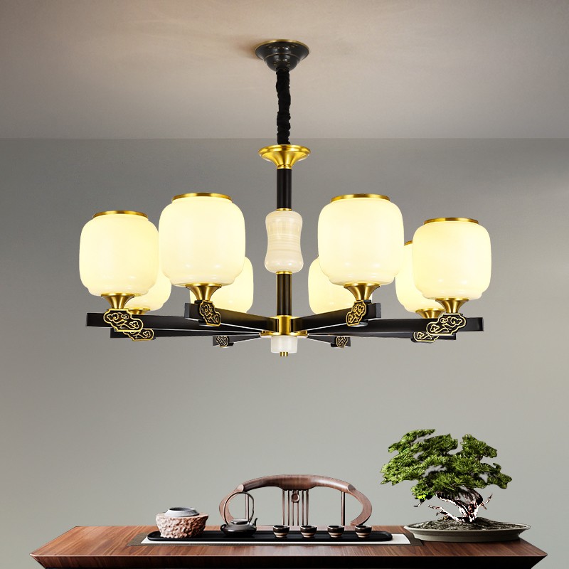 新中式吊灯T7099全铜客厅灯简约客厅卧室餐厅灯现代酒店别墅工程中国风灯具