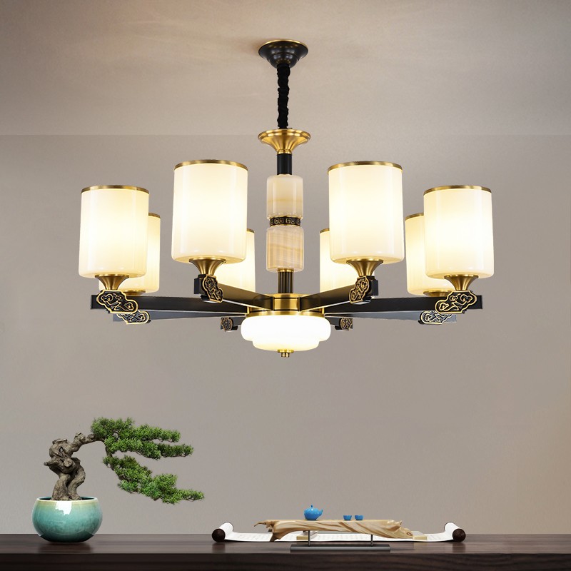 新中式全铜吊灯T7112系列全铜客厅灯简约客厅卧室餐厅灯现代酒店别墅工程中国风灯具