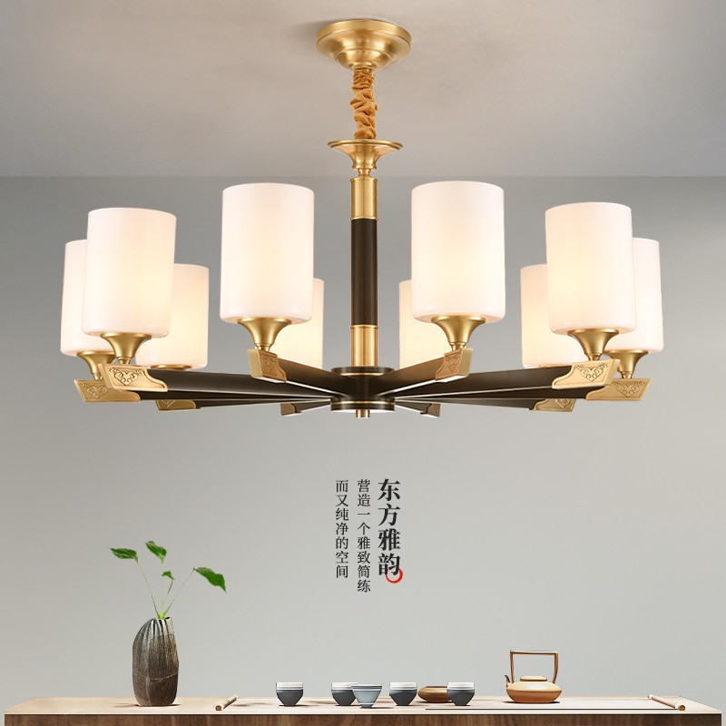 新中式吊灯全铜T6608系列客厅灯led现代简约餐厅大卧室书房套餐中国风灯具