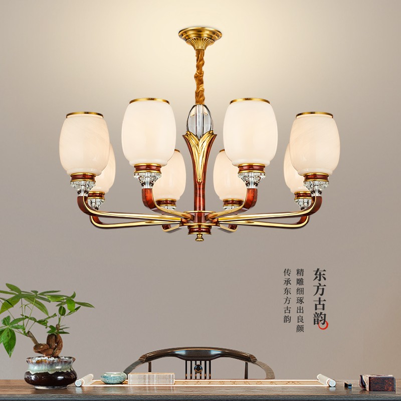 新中式吊灯T58083系列全铜客厅灯轻奢简约卧室餐厅灯现代酒店别墅工程中国风灯具