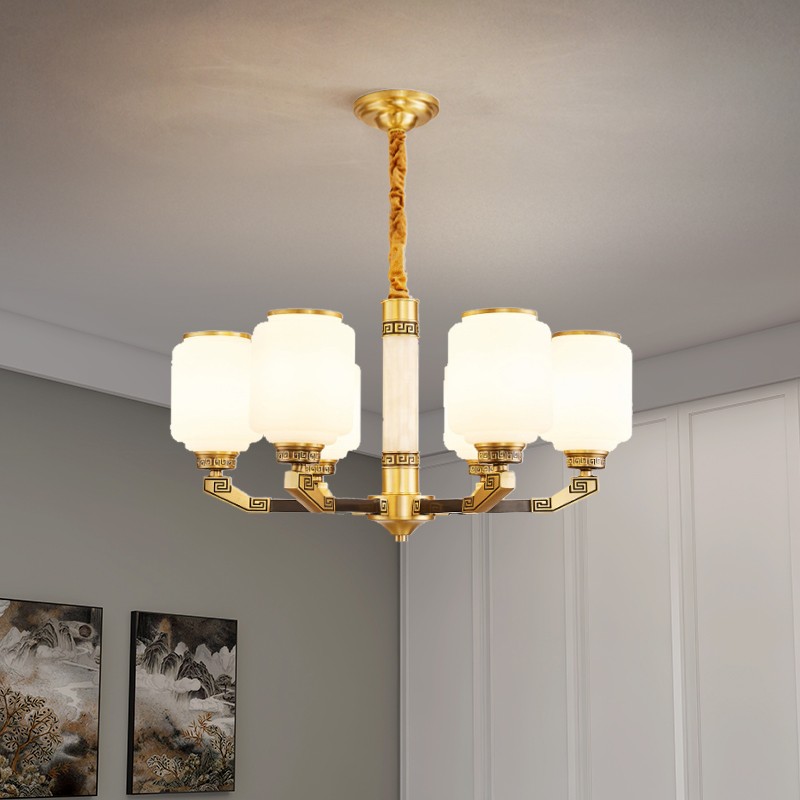 新中式全铜吊灯T3163系列全铜客厅灯简约客厅卧室餐厅灯现代酒店别墅工程中国风灯具