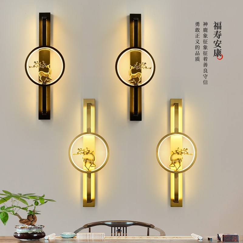 现代中国风2022系列简约创意铁艺壁灯卧室客厅过道床头灯新中式墙壁壁灯