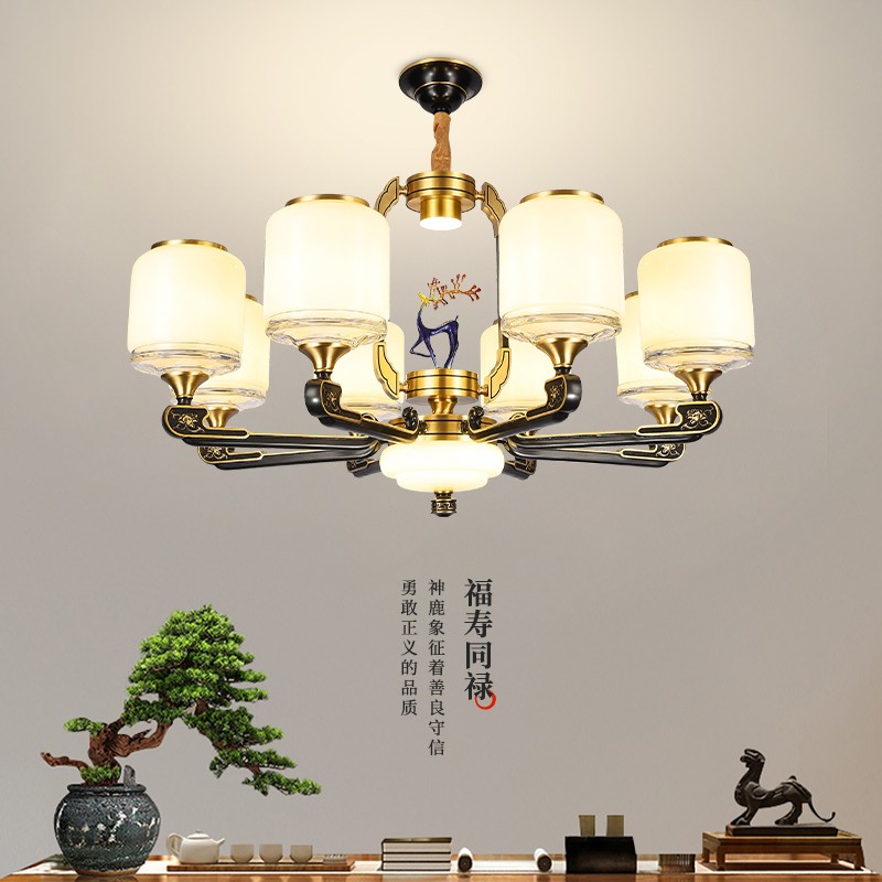 新中式2022年T7092系列吊灯全铜客厅灯简约卧室餐厅灯现代酒店别墅工程中国风灯具