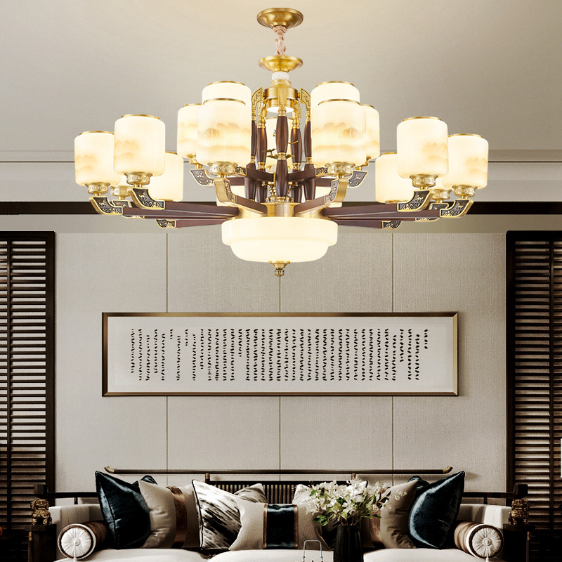 043中式木艺铜材吊灯043-33545