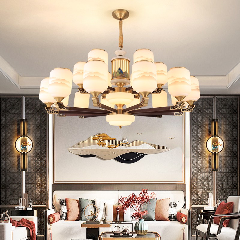 034新中式木艺全铜吊灯034-8540