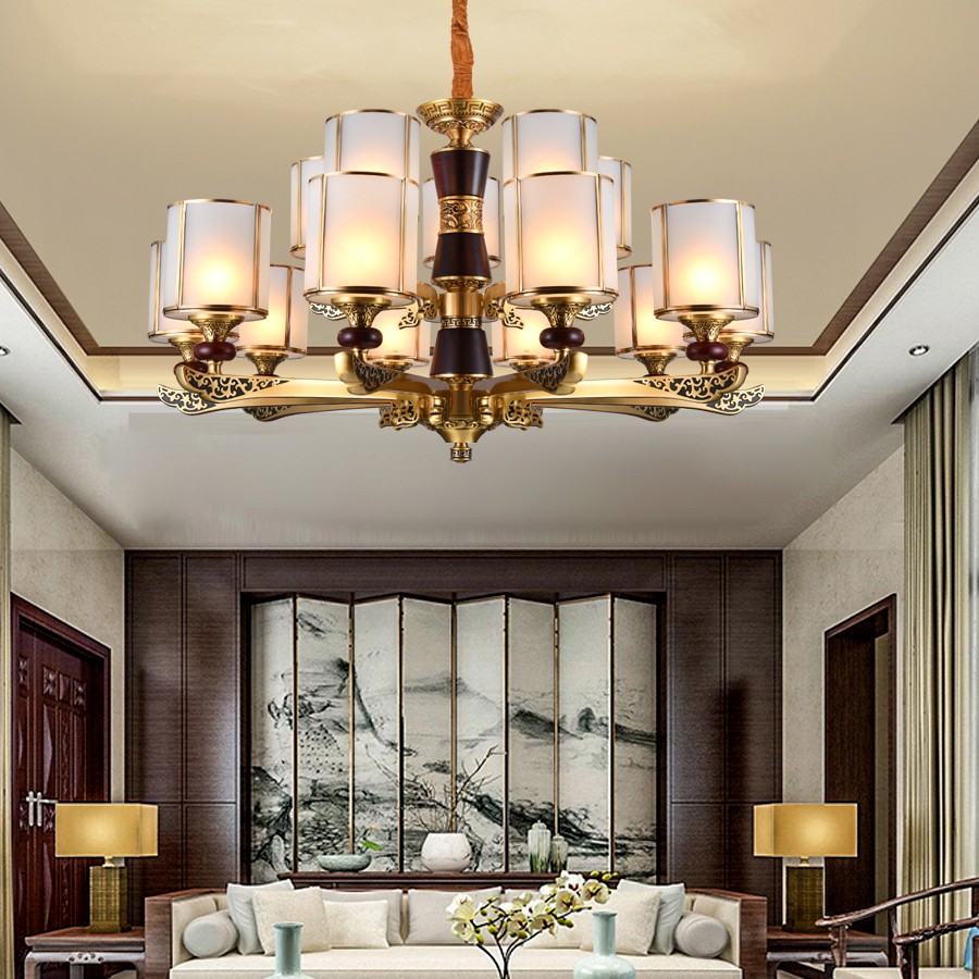 171中式木艺全铜吊灯171-6009C