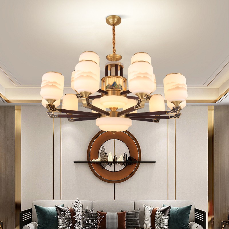 034新中式木艺全铜吊灯034-8538 