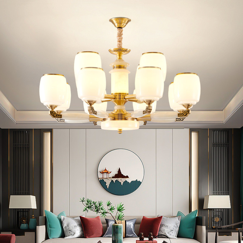 043新中式全铜玉石吊灯043-33322