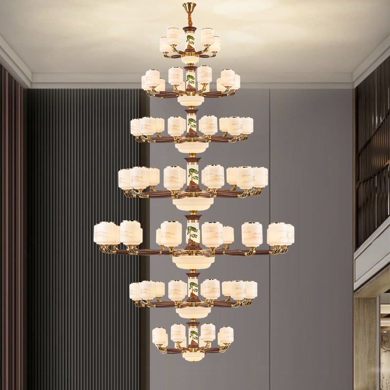 043新中式木艺楼中楼吊灯043-33581