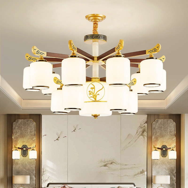 043新中式木艺锌合金吊灯043-33331