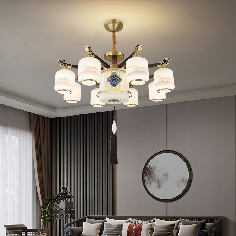 034新中式木艺全铜吊灯034-8537