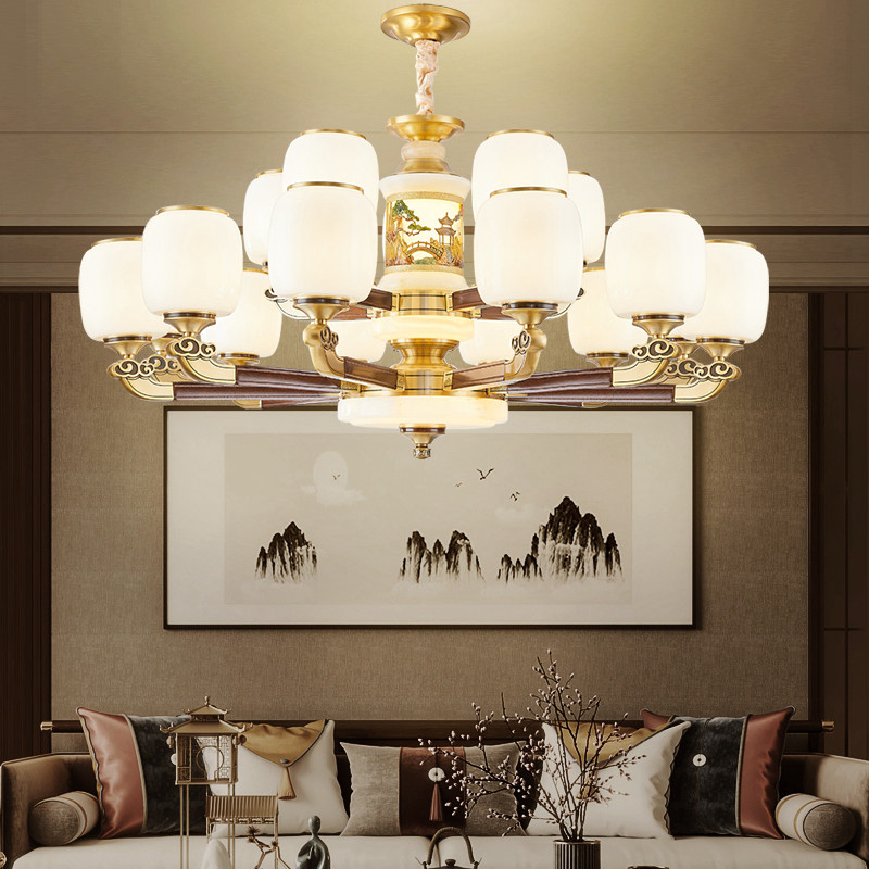 043中式木艺铜材吊灯043-33544