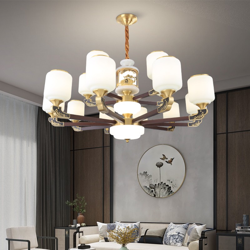 034新中式木艺全铜吊灯034-8539