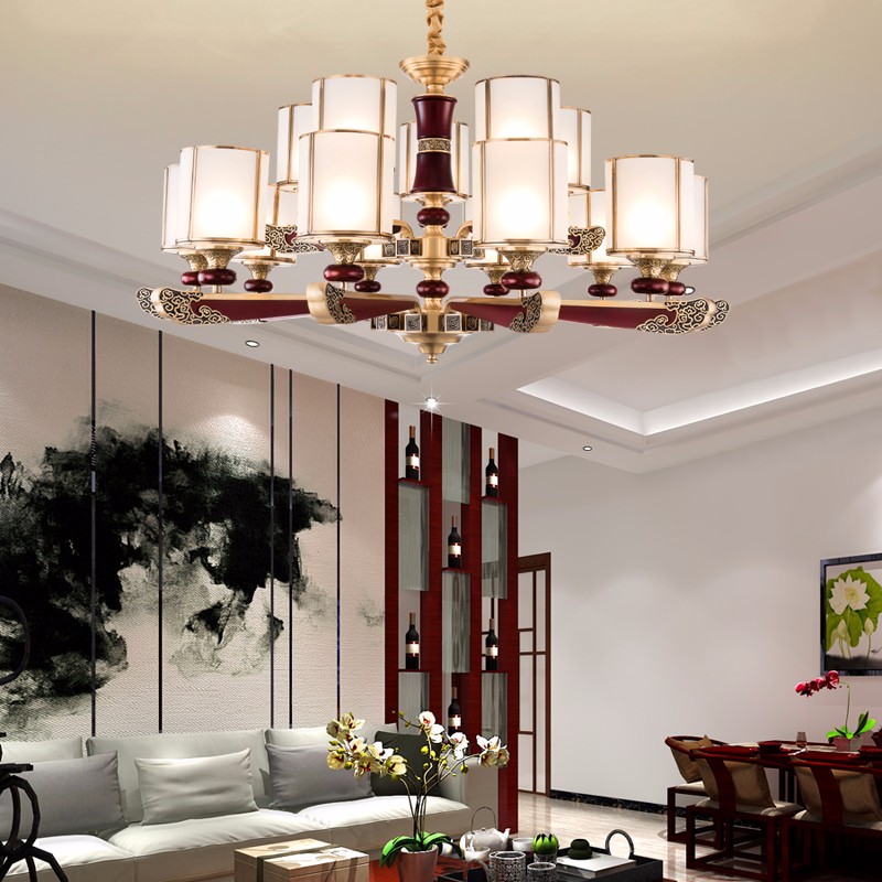 171中式木艺全铜吊灯171-6012