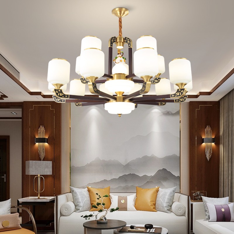 034新中式木艺全铜吊灯034-8541